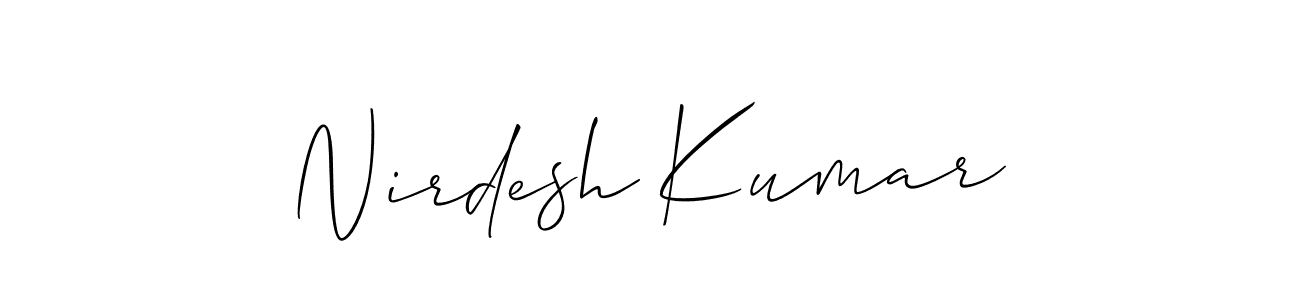 The best way (Allison_Script) to make a short signature is to pick only two or three words in your name. The name Nirdesh Kumar include a total of six letters. For converting this name. Nirdesh Kumar signature style 2 images and pictures png