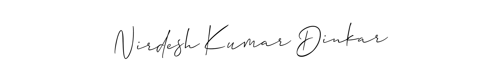 This is the best signature style for the Nirdesh Kumar Dinkar name. Also you like these signature font (Allison_Script). Mix name signature. Nirdesh Kumar Dinkar signature style 2 images and pictures png