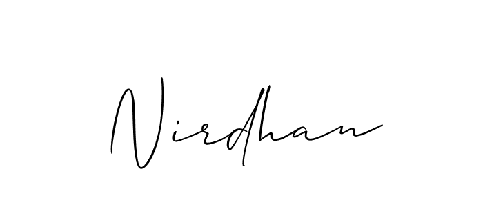 Use a signature maker to create a handwritten signature online. With this signature software, you can design (Allison_Script) your own signature for name Nirdhan. Nirdhan signature style 2 images and pictures png