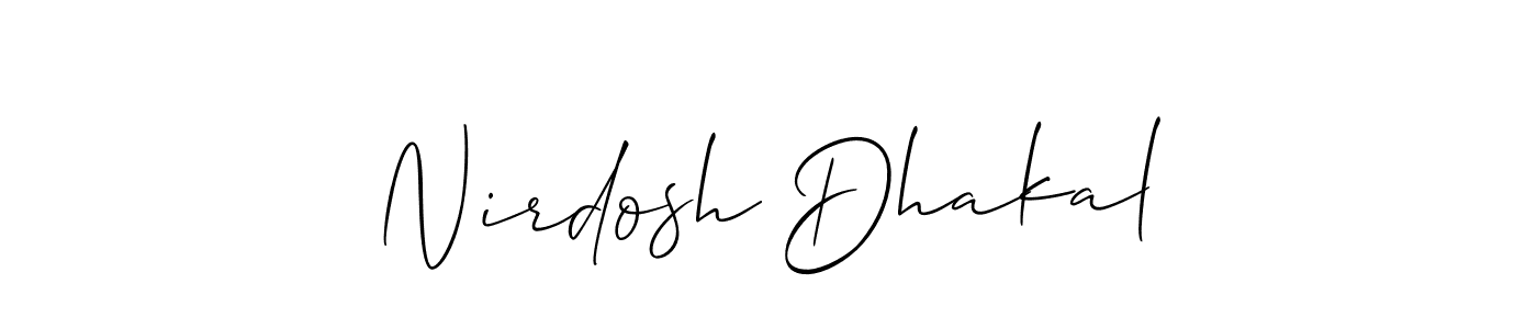 Use a signature maker to create a handwritten signature online. With this signature software, you can design (Allison_Script) your own signature for name Nirdosh Dhakal. Nirdosh Dhakal signature style 2 images and pictures png