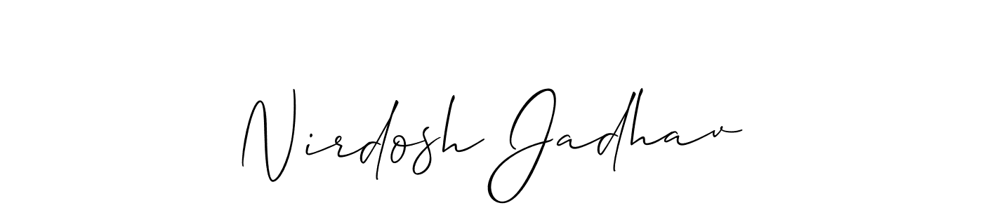 This is the best signature style for the Nirdosh Jadhav name. Also you like these signature font (Allison_Script). Mix name signature. Nirdosh Jadhav signature style 2 images and pictures png