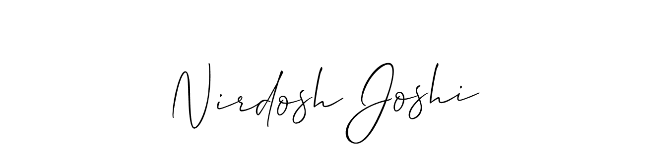 How to make Nirdosh Joshi signature? Allison_Script is a professional autograph style. Create handwritten signature for Nirdosh Joshi name. Nirdosh Joshi signature style 2 images and pictures png