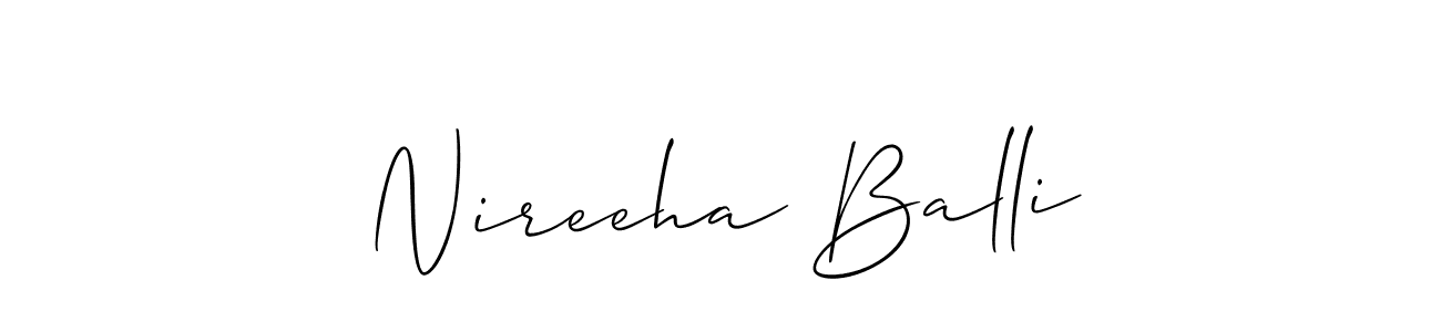 if you are searching for the best signature style for your name Nireeha Balli. so please give up your signature search. here we have designed multiple signature styles  using Allison_Script. Nireeha Balli signature style 2 images and pictures png