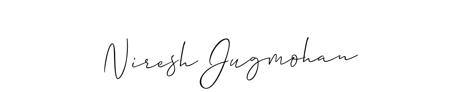 It looks lik you need a new signature style for name Niresh Jugmohan. Design unique handwritten (Allison_Script) signature with our free signature maker in just a few clicks. Niresh Jugmohan signature style 2 images and pictures png