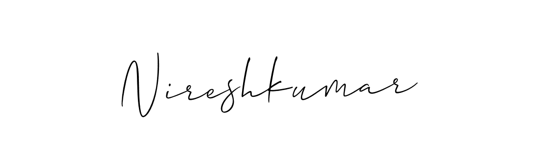 Allison_Script is a professional signature style that is perfect for those who want to add a touch of class to their signature. It is also a great choice for those who want to make their signature more unique. Get Nireshkumar name to fancy signature for free. Nireshkumar signature style 2 images and pictures png