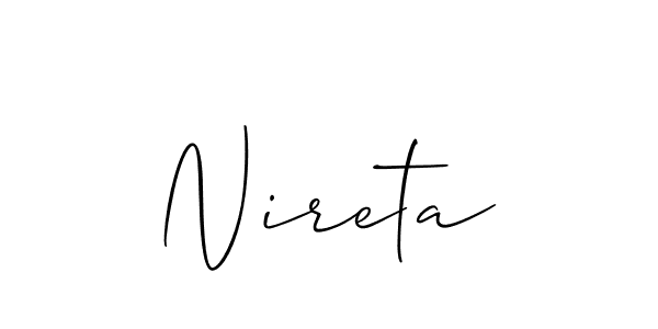 Create a beautiful signature design for name Nireta. With this signature (Allison_Script) fonts, you can make a handwritten signature for free. Nireta signature style 2 images and pictures png