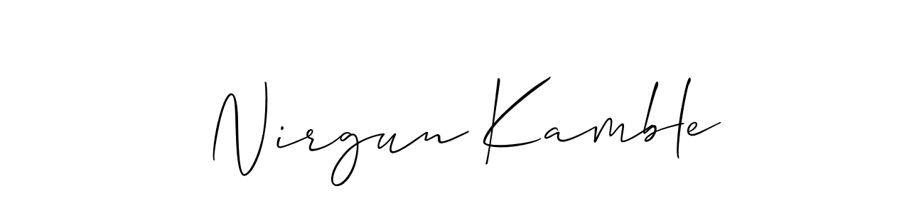 This is the best signature style for the Nirgun Kamble name. Also you like these signature font (Allison_Script). Mix name signature. Nirgun Kamble signature style 2 images and pictures png