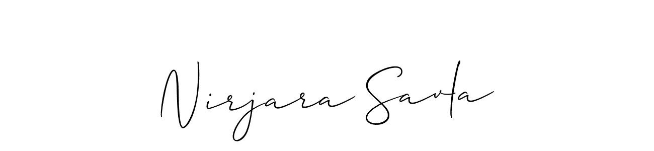 The best way (Allison_Script) to make a short signature is to pick only two or three words in your name. The name Nirjara Savla include a total of six letters. For converting this name. Nirjara Savla signature style 2 images and pictures png