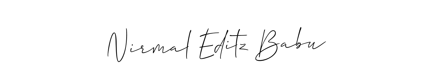 Similarly Allison_Script is the best handwritten signature design. Signature creator online .You can use it as an online autograph creator for name Nirmal Editz Babu. Nirmal Editz Babu signature style 2 images and pictures png