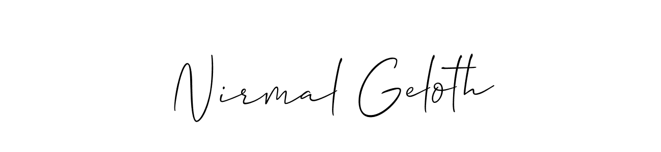 Use a signature maker to create a handwritten signature online. With this signature software, you can design (Allison_Script) your own signature for name Nirmal Geloth. Nirmal Geloth signature style 2 images and pictures png