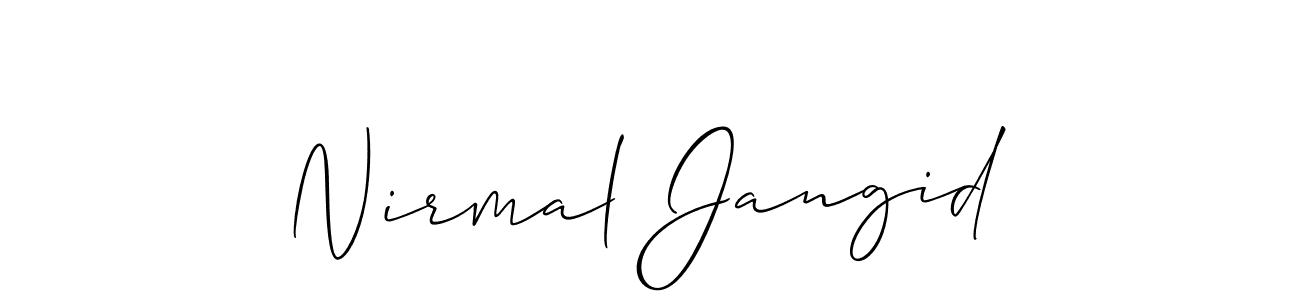 How to make Nirmal Jangid name signature. Use Allison_Script style for creating short signs online. This is the latest handwritten sign. Nirmal Jangid signature style 2 images and pictures png