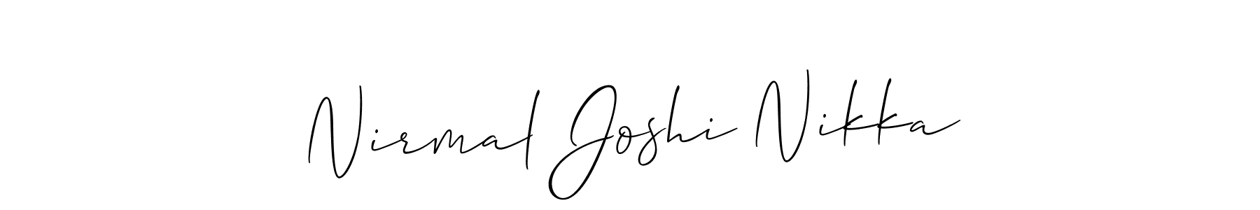 The best way (Allison_Script) to make a short signature is to pick only two or three words in your name. The name Nirmal Joshi Nikka include a total of six letters. For converting this name. Nirmal Joshi Nikka signature style 2 images and pictures png