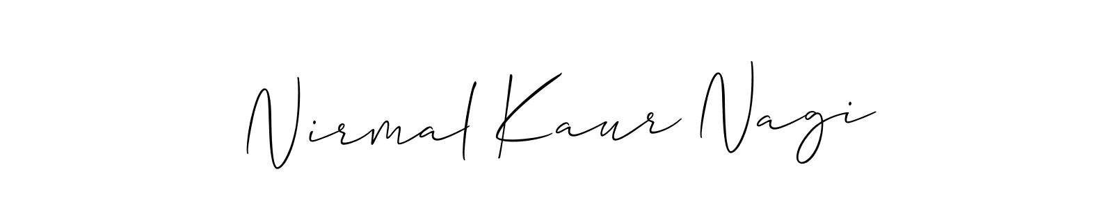 How to make Nirmal Kaur Nagi signature? Allison_Script is a professional autograph style. Create handwritten signature for Nirmal Kaur Nagi name. Nirmal Kaur Nagi signature style 2 images and pictures png