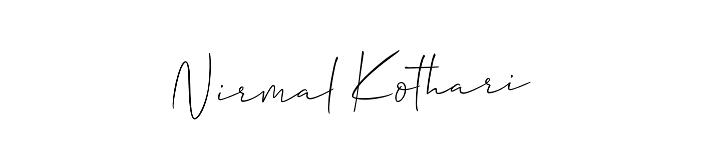 The best way (Allison_Script) to make a short signature is to pick only two or three words in your name. The name Nirmal Kothari include a total of six letters. For converting this name. Nirmal Kothari signature style 2 images and pictures png