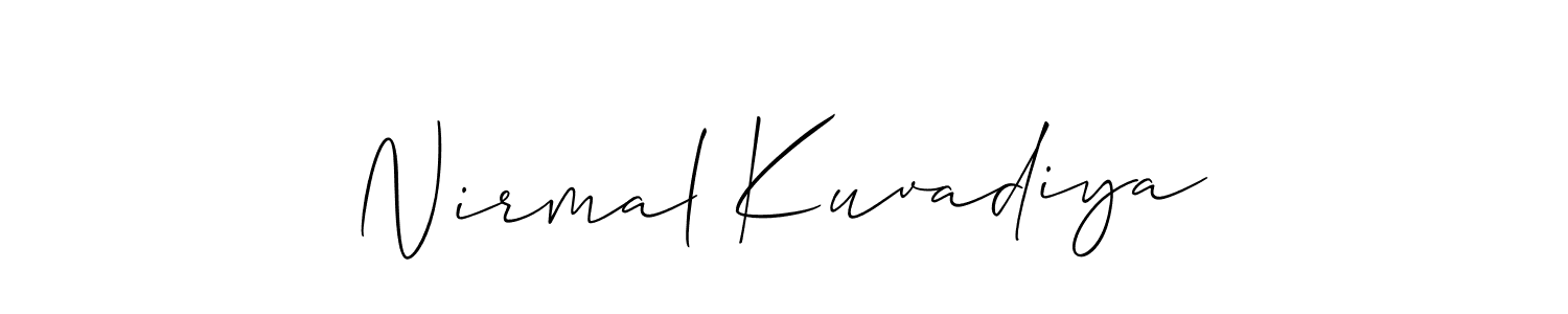 Make a short Nirmal Kuvadiya signature style. Manage your documents anywhere anytime using Allison_Script. Create and add eSignatures, submit forms, share and send files easily. Nirmal Kuvadiya signature style 2 images and pictures png