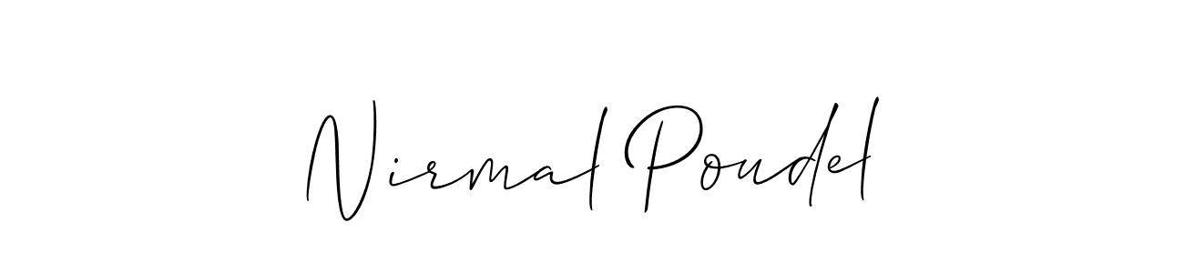 Make a short Nirmal Poudel signature style. Manage your documents anywhere anytime using Allison_Script. Create and add eSignatures, submit forms, share and send files easily. Nirmal Poudel signature style 2 images and pictures png