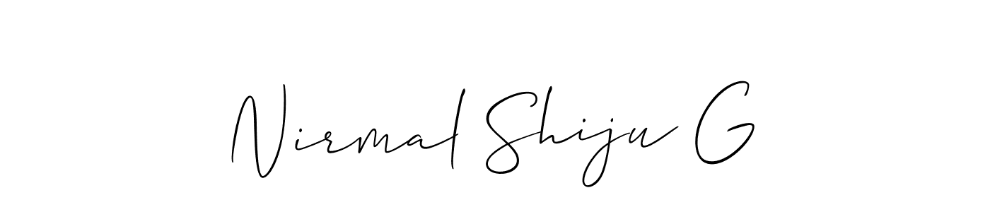 Also You can easily find your signature by using the search form. We will create Nirmal Shiju G name handwritten signature images for you free of cost using Allison_Script sign style. Nirmal Shiju G signature style 2 images and pictures png