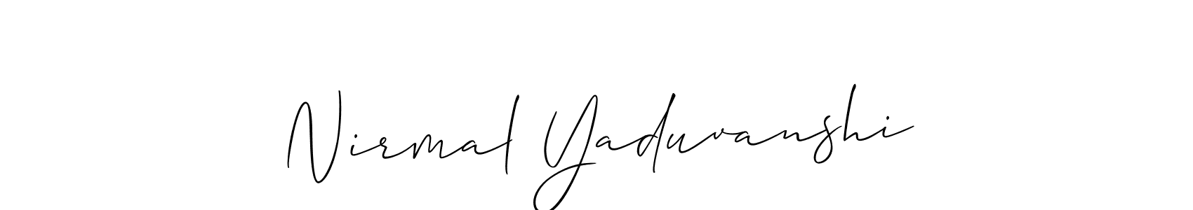 Allison_Script is a professional signature style that is perfect for those who want to add a touch of class to their signature. It is also a great choice for those who want to make their signature more unique. Get Nirmal Yaduvanshi name to fancy signature for free. Nirmal Yaduvanshi signature style 2 images and pictures png