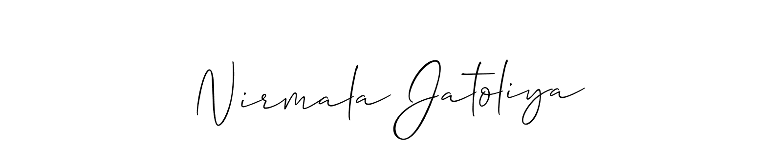 You should practise on your own different ways (Allison_Script) to write your name (Nirmala Jatoliya) in signature. don't let someone else do it for you. Nirmala Jatoliya signature style 2 images and pictures png