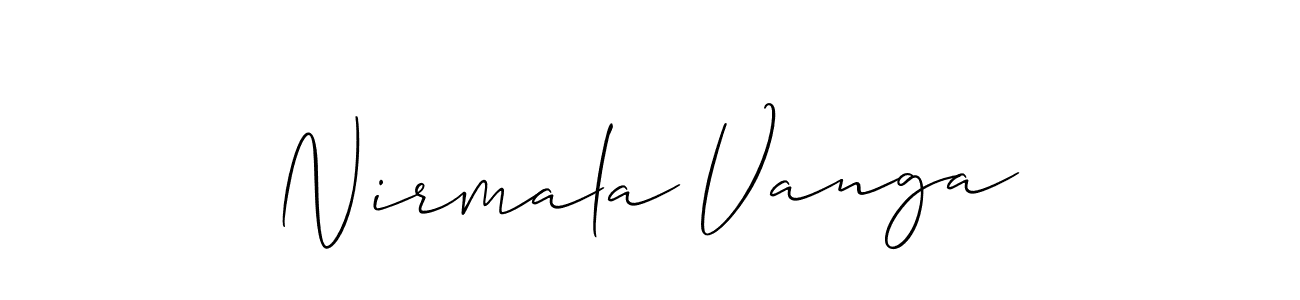 It looks lik you need a new signature style for name Nirmala Vanga. Design unique handwritten (Allison_Script) signature with our free signature maker in just a few clicks. Nirmala Vanga signature style 2 images and pictures png