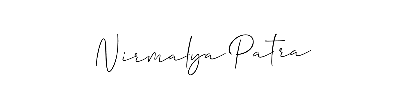 The best way (Allison_Script) to make a short signature is to pick only two or three words in your name. The name Nirmalya Patra include a total of six letters. For converting this name. Nirmalya Patra signature style 2 images and pictures png
