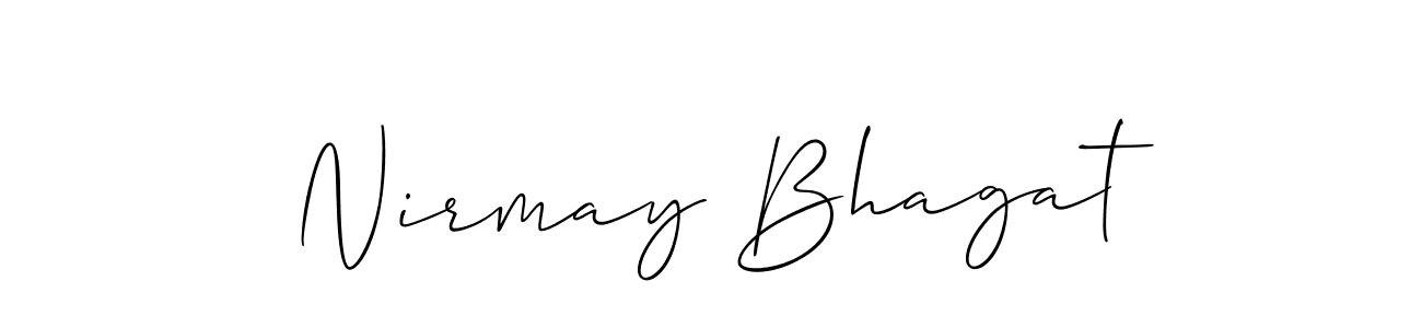 Also we have Nirmay Bhagat name is the best signature style. Create professional handwritten signature collection using Allison_Script autograph style. Nirmay Bhagat signature style 2 images and pictures png
