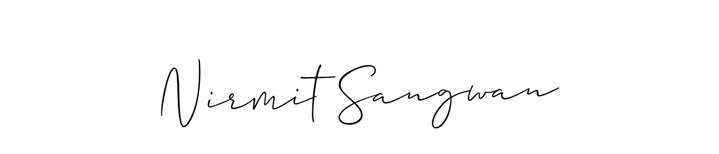 Create a beautiful signature design for name Nirmit Sangwan. With this signature (Allison_Script) fonts, you can make a handwritten signature for free. Nirmit Sangwan signature style 2 images and pictures png