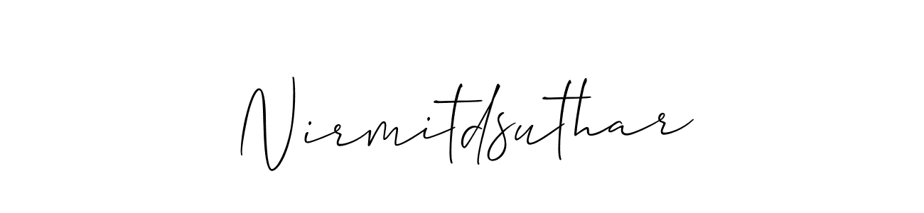 The best way (Allison_Script) to make a short signature is to pick only two or three words in your name. The name Nirmitdsuthar include a total of six letters. For converting this name. Nirmitdsuthar signature style 2 images and pictures png