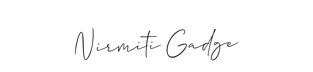 How to make Nirmiti Gadge signature? Allison_Script is a professional autograph style. Create handwritten signature for Nirmiti Gadge name. Nirmiti Gadge signature style 2 images and pictures png