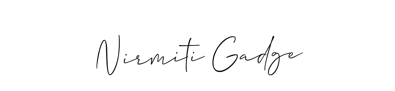 How to make Nirmiti Gadge signature? Allison_Script is a professional autograph style. Create handwritten signature for Nirmiti Gadge name. Nirmiti Gadge signature style 2 images and pictures png