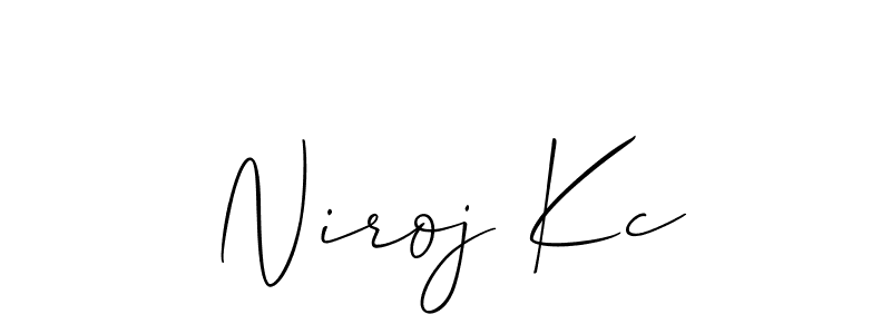 Design your own signature with our free online signature maker. With this signature software, you can create a handwritten (Allison_Script) signature for name Niroj Kc. Niroj Kc signature style 2 images and pictures png