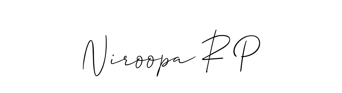 Also You can easily find your signature by using the search form. We will create Niroopa R P name handwritten signature images for you free of cost using Allison_Script sign style. Niroopa R P signature style 2 images and pictures png