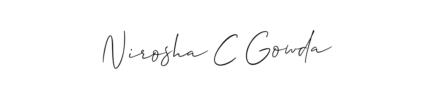 Make a beautiful signature design for name Nirosha C Gowda. With this signature (Allison_Script) style, you can create a handwritten signature for free. Nirosha C Gowda signature style 2 images and pictures png