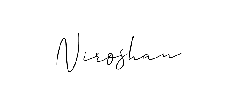 Use a signature maker to create a handwritten signature online. With this signature software, you can design (Allison_Script) your own signature for name Niroshan. Niroshan signature style 2 images and pictures png