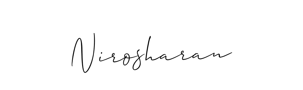 Use a signature maker to create a handwritten signature online. With this signature software, you can design (Allison_Script) your own signature for name Nirosharan. Nirosharan signature style 2 images and pictures png