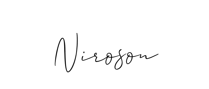 You should practise on your own different ways (Allison_Script) to write your name (Niroson) in signature. don't let someone else do it for you. Niroson signature style 2 images and pictures png