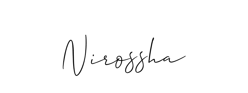 Create a beautiful signature design for name Nirossha. With this signature (Allison_Script) fonts, you can make a handwritten signature for free. Nirossha signature style 2 images and pictures png