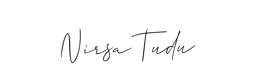 if you are searching for the best signature style for your name Nirsa Tudu. so please give up your signature search. here we have designed multiple signature styles  using Allison_Script. Nirsa Tudu signature style 2 images and pictures png