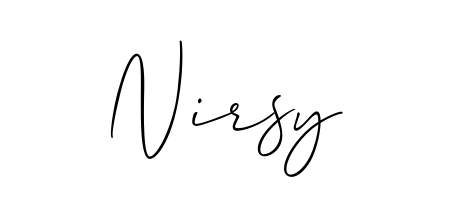 Designed for modern professionals: Nirsy name signature crafted with Allison_Script script. Ready for digital PDF workflows. Nirsy signature style 2 images and pictures png