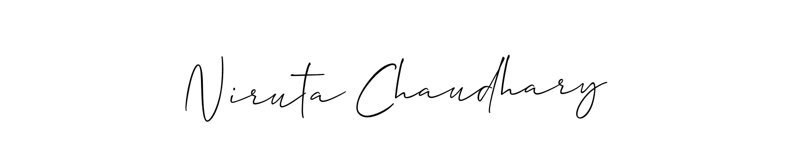 How to make Niruta Chaudhary name signature. Use Allison_Script style for creating short signs online. This is the latest handwritten sign. Niruta Chaudhary signature style 2 images and pictures png