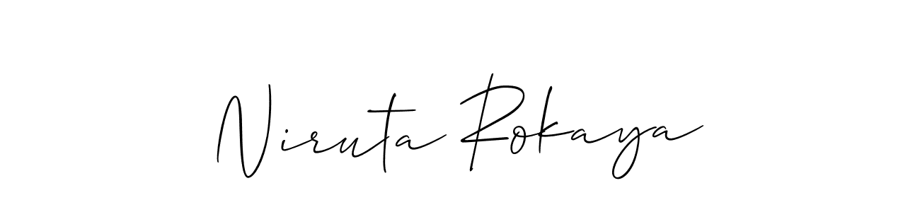 Use a signature maker to create a handwritten signature online. With this signature software, you can design (Allison_Script) your own signature for name Niruta Rokaya. Niruta Rokaya signature style 2 images and pictures png