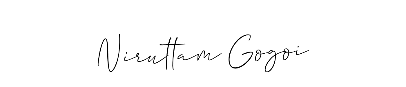 How to make Niruttam Gogoi name signature. Use Allison_Script style for creating short signs online. This is the latest handwritten sign. Niruttam Gogoi signature style 2 images and pictures png