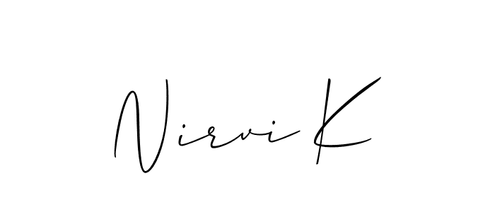 The best way (Allison_Script) to make a short signature is to pick only two or three words in your name. The name Nirvi K include a total of six letters. For converting this name. Nirvi K signature style 2 images and pictures png