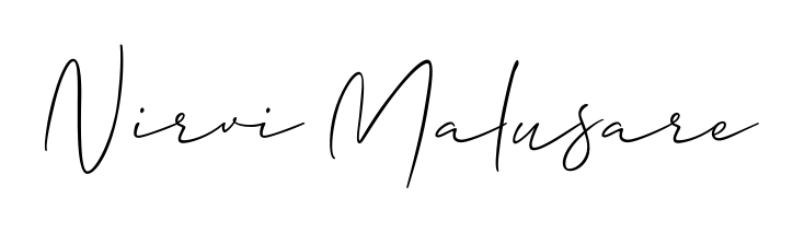 Try this chic Nirvi Malusare handwritten sign style. Using Allison_Script font elements, it gives your name a sleek, memorable identity. Nirvi Malusare signature style 2 images and pictures png