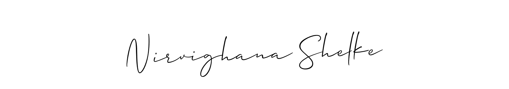 Design your own signature with our free online signature maker. With this signature software, you can create a handwritten (Allison_Script) signature for name Nirvighana Shelke. Nirvighana Shelke signature style 2 images and pictures png