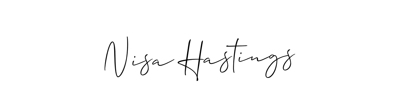 This is the best signature style for the Nisa Hastings name. Also you like these signature font (Allison_Script). Mix name signature. Nisa Hastings signature style 2 images and pictures png