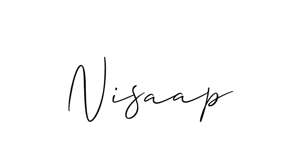 Similarly Allison_Script is the best handwritten signature design. Signature creator online .You can use it as an online autograph creator for name Nisaap. Nisaap signature style 2 images and pictures png