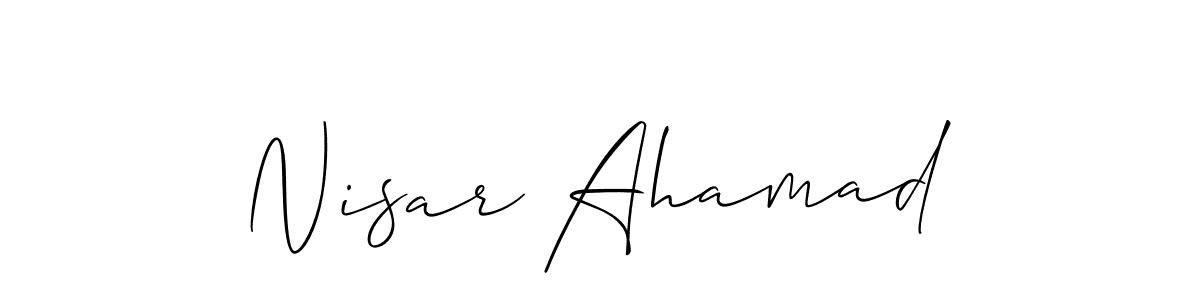 Allison_Script is a professional signature style that is perfect for those who want to add a touch of class to their signature. It is also a great choice for those who want to make their signature more unique. Get Nisar Ahamad name to fancy signature for free. Nisar Ahamad signature style 2 images and pictures png