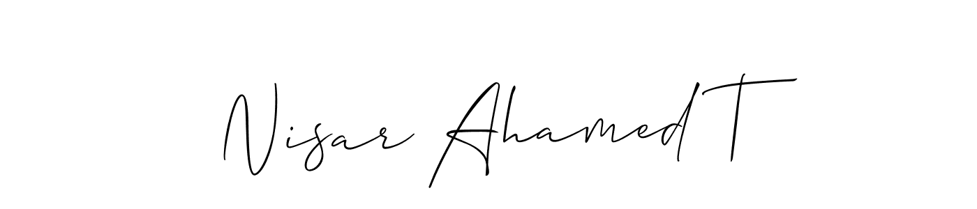 Use a signature maker to create a handwritten signature online. With this signature software, you can design (Allison_Script) your own signature for name Nisar Ahamed T. Nisar Ahamed T signature style 2 images and pictures png