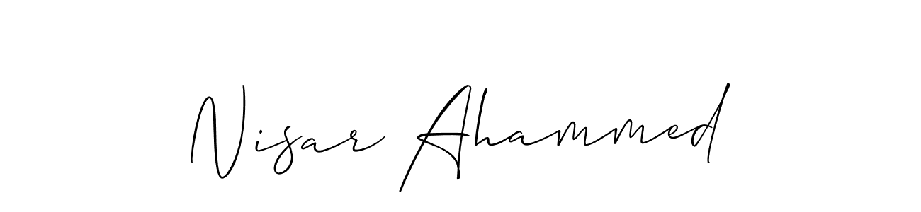 How to Draw Nisar Ahammed signature style? Allison_Script is a latest design signature styles for name Nisar Ahammed. Nisar Ahammed signature style 2 images and pictures png